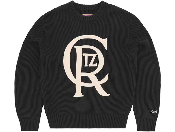 Corteiz Crest Knit Sweater Black – SNKRZ GARDEN Corteiz Crest Knit Sweater Black – SNKRZ GARDEN