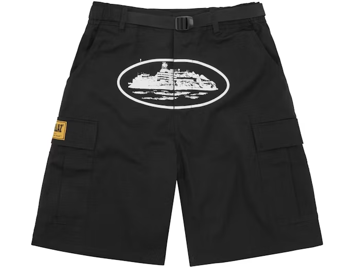 Corteiz Alcatraz Cargo Shorts Black