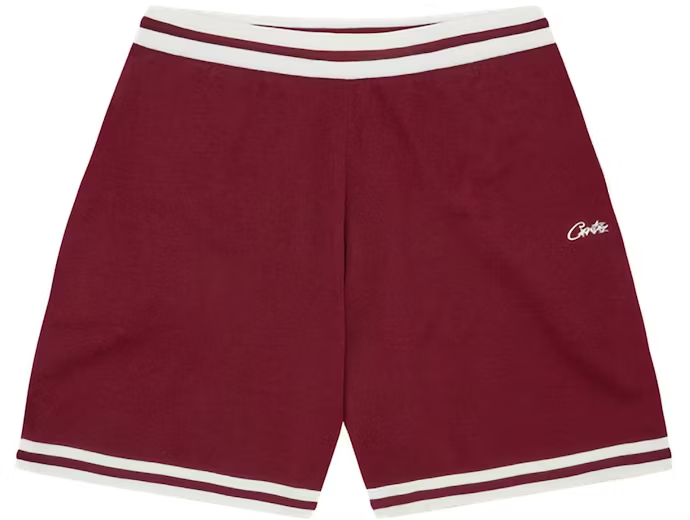 Corteiz Deala Knit Shorts Burgundy