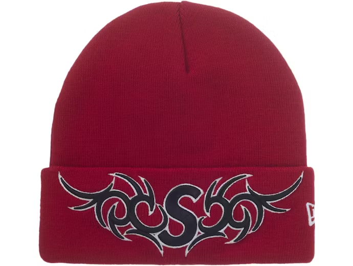 Supreme New Era Tribal S Logo Beanie Red