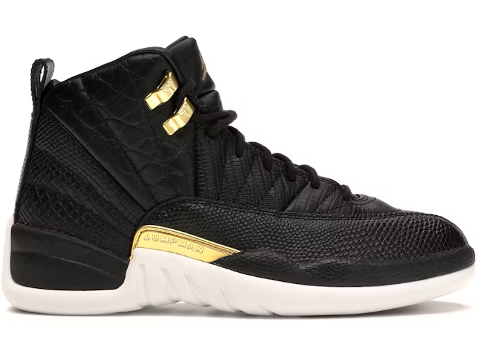 Jordan 12 Retro Black Metallic Gold White (Women's)