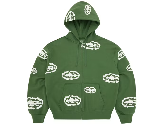 Corteiz x Denim Tears Cortears Island Wreath Zip Hoodie Green