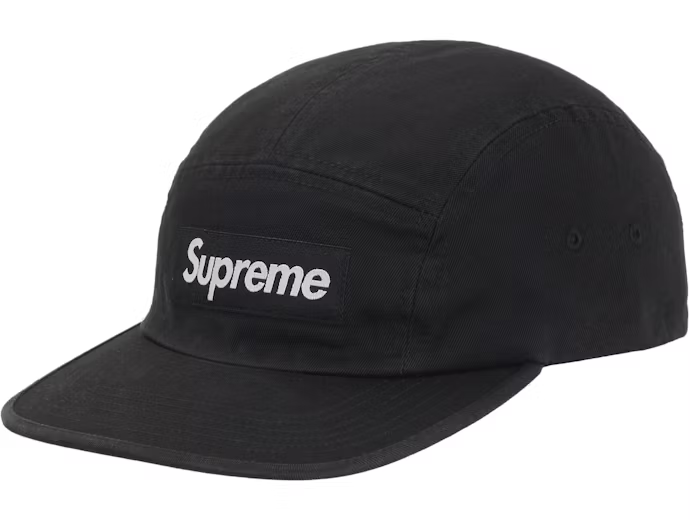 Supreme Washed Chino Twill Camp Cap (FW25) Black