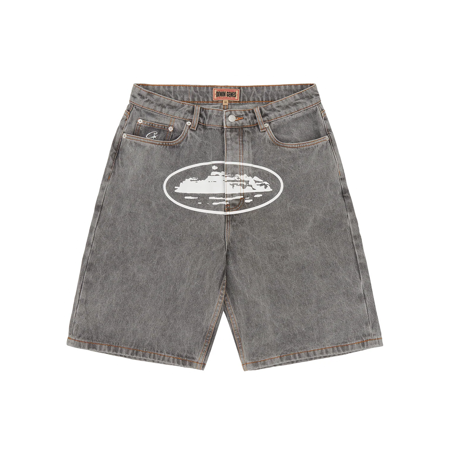 Corteiz Island Denim Short Light Grey