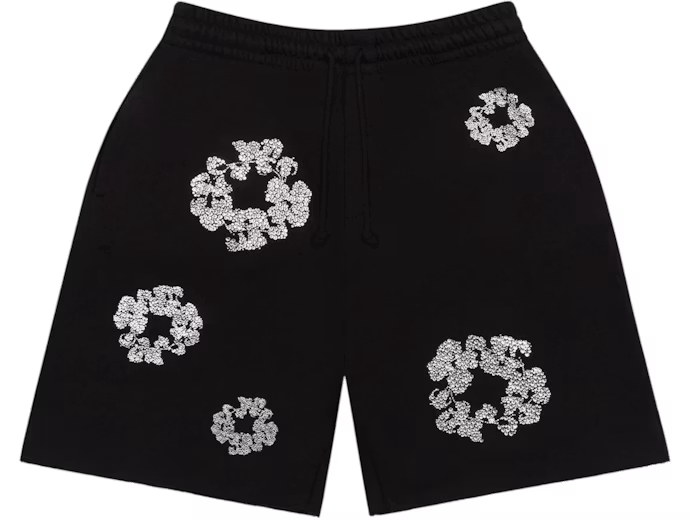 Denim Tears Cashmere Swarovski Cotton Wreath Shorts Black
