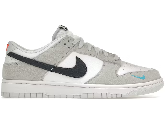 Nike Dunk Low White Grey Navy Aqua Mini Swoosh