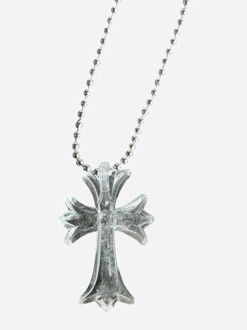 Chrome Hearts Transparent Silichrome Cross Necklace