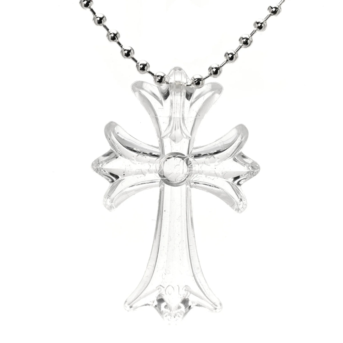 Chrome Hearts Transparent Silichrome Cross Necklace