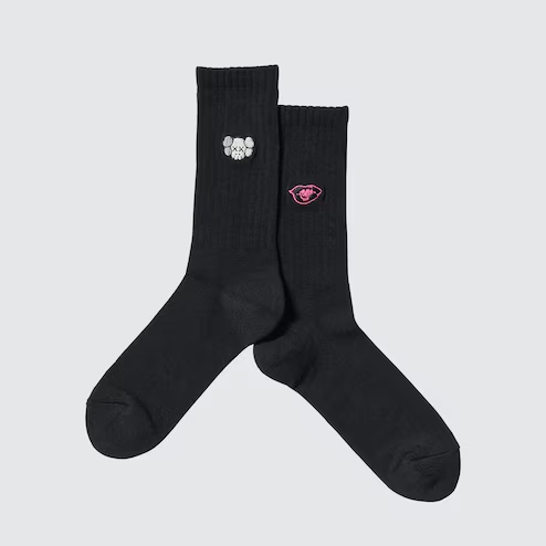 KAWS x Uniqlo UT Socks Black Lips