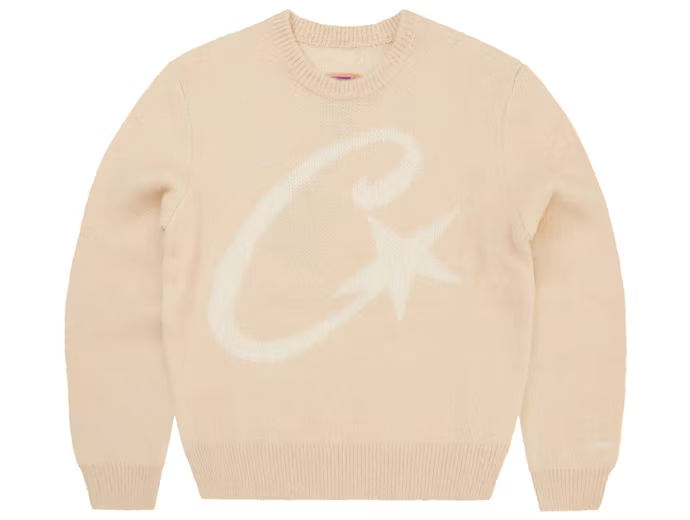 Corteiz C Star Mohair Knit Sweater Cream