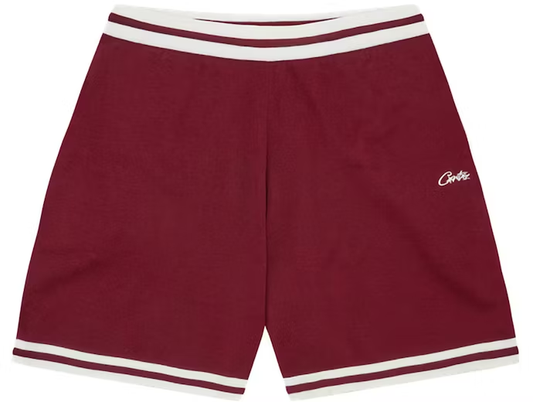 Corteiz Deala Knit Shorts Burgundy