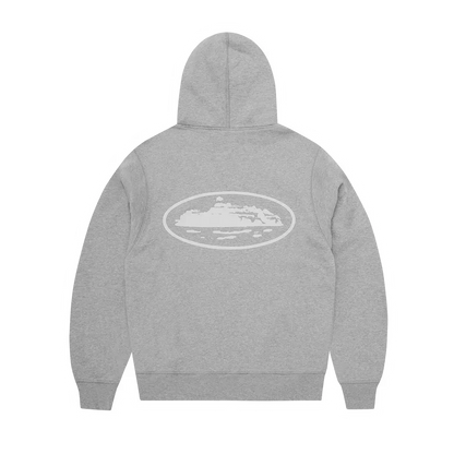 Corteiz Island Puff Print Zip Hoodie Heather Grey