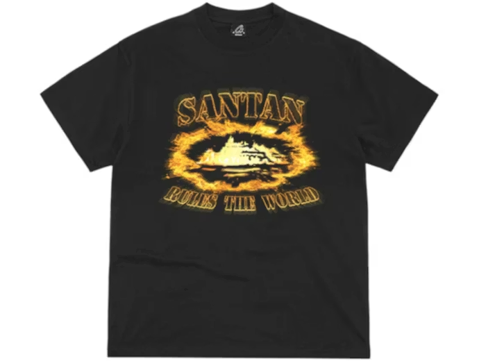 Corteiz Santan Alcatraz Tee Black/Orange Flame