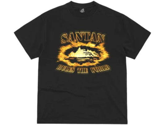 Corteiz Santan Alcatraz Tee Black/Orange Flame
