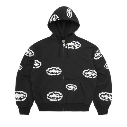 Corteiz x Denim Tears Cortears Island Wreath Zip Hoodie Black