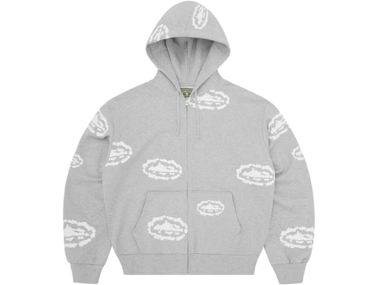 Corteiz x Denim Tears Island Wreath Zip Hoodie Heather Grey