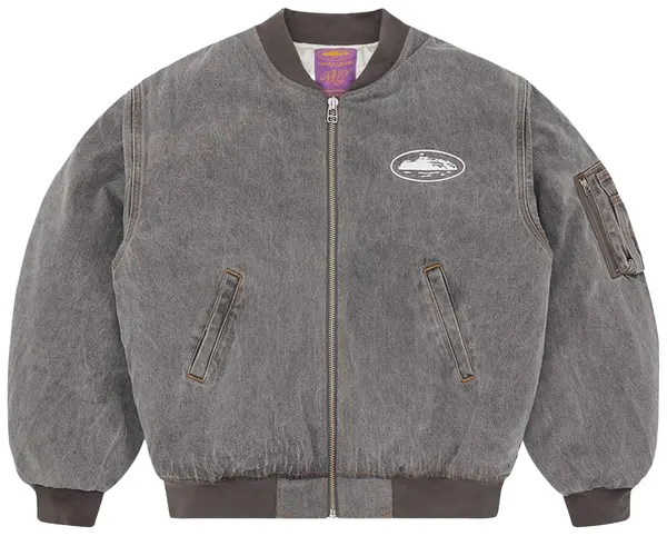 Corteiz Island Bomber Jacket Light Grey