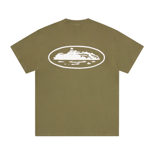 Corteiz Island Puff Print Tee Olive