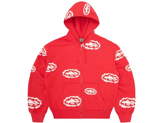 Corteiz x Denim Tears Island Wreath Zip Hoodie Red