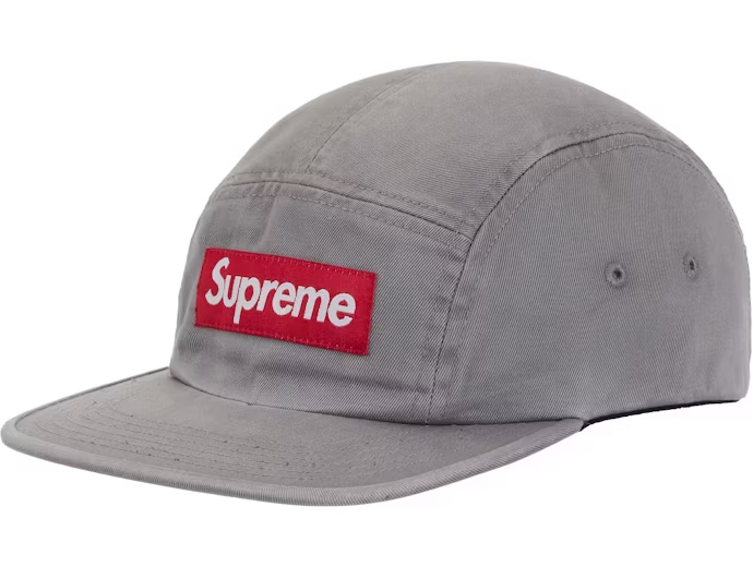 Supreme Washed Chino Twill Camp Cap (SS26) Grey