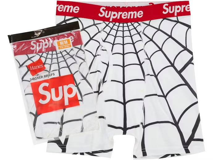 Supreme Hanes Spider-Man Boxer Briefs 2 Pack White