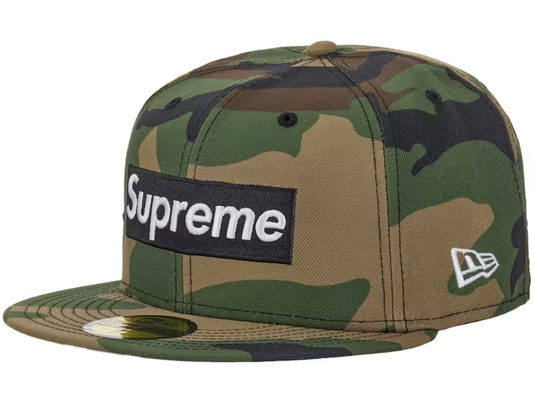 Supreme Rings Box Logo New Era 59Fifty Fitted Hat Woodland Camo 7 3/8