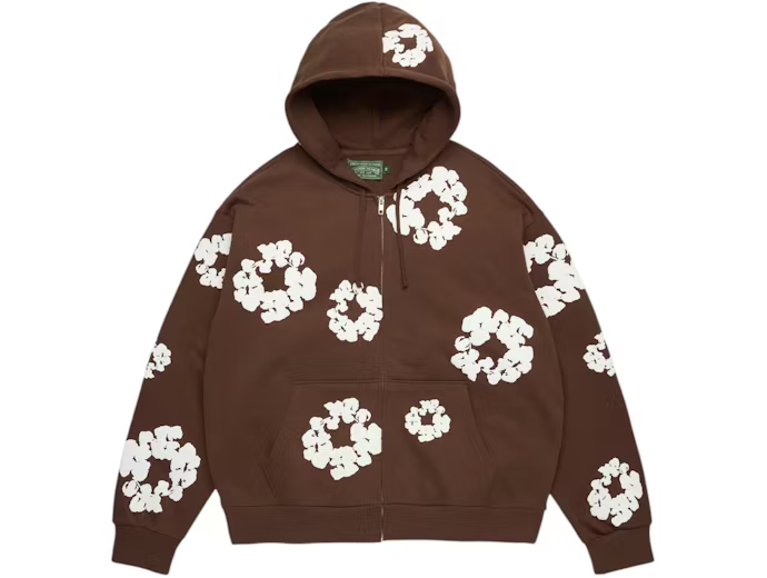 Denim Tears Cotton Wreath Zip Hoodie Dark Brown