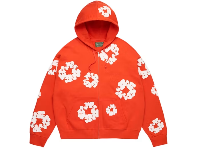 Denim Tears Cotton Wreath Zip Hoodie Dark Orange
