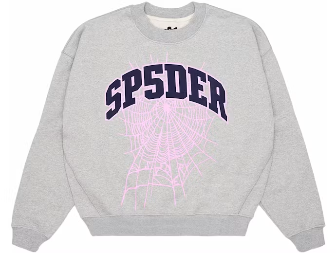 Sp5der Varsity Web Crewneck Heather Grey