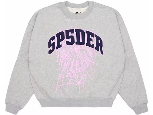 Sp5der Varsity Web Crewneck Heather Grey